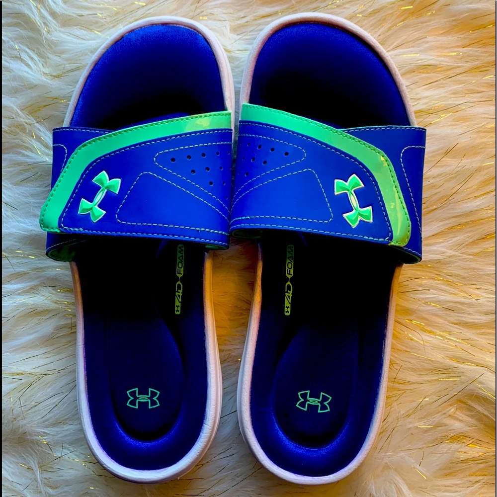 Under Armor blue slides - NWOT